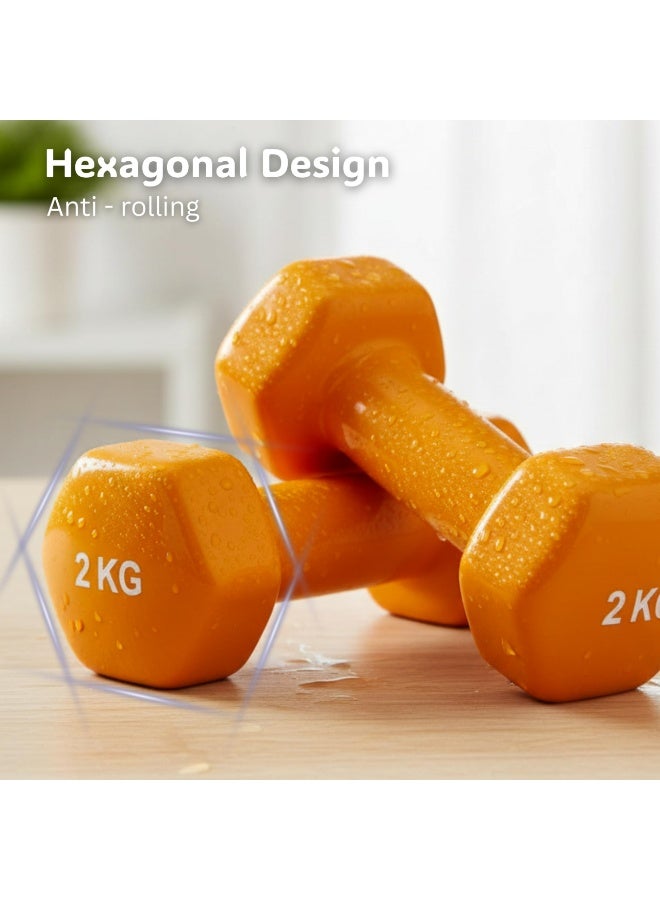 ENDLESS  Vinyl Coated Fixed Dumbbell for Gym Exercises | Pair of 2 Kg ( 2 * 4.4 LB ) | Material : Iron with Vinyl Coat | Weights for Women and Men - Image 3
